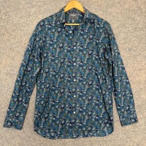 Bonobos Floral Tropical Button Shirt Men Large 16 36 Hawaiian Aloha Blue Graphic